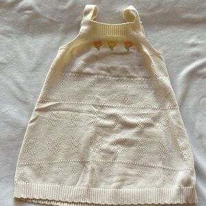 Cream Knit Dress with Floral Embroidery